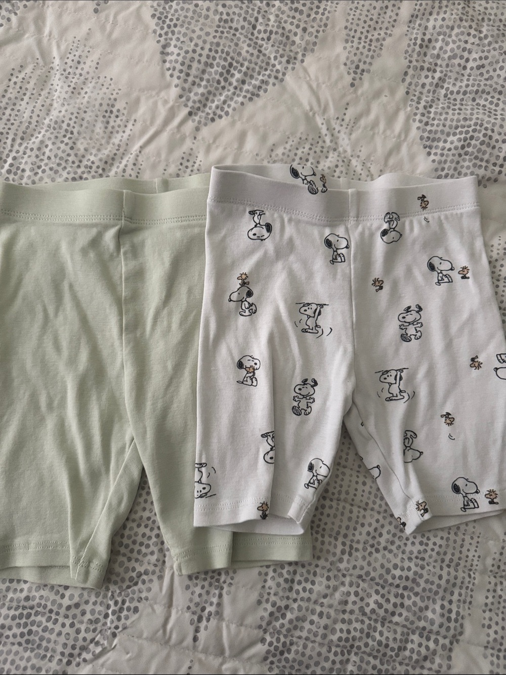 H&M Kids Shorts Set - Light Green & White Snoopy Print